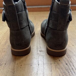 UGG Women's Dark Gray Suede Ankle Booties with Buckle
